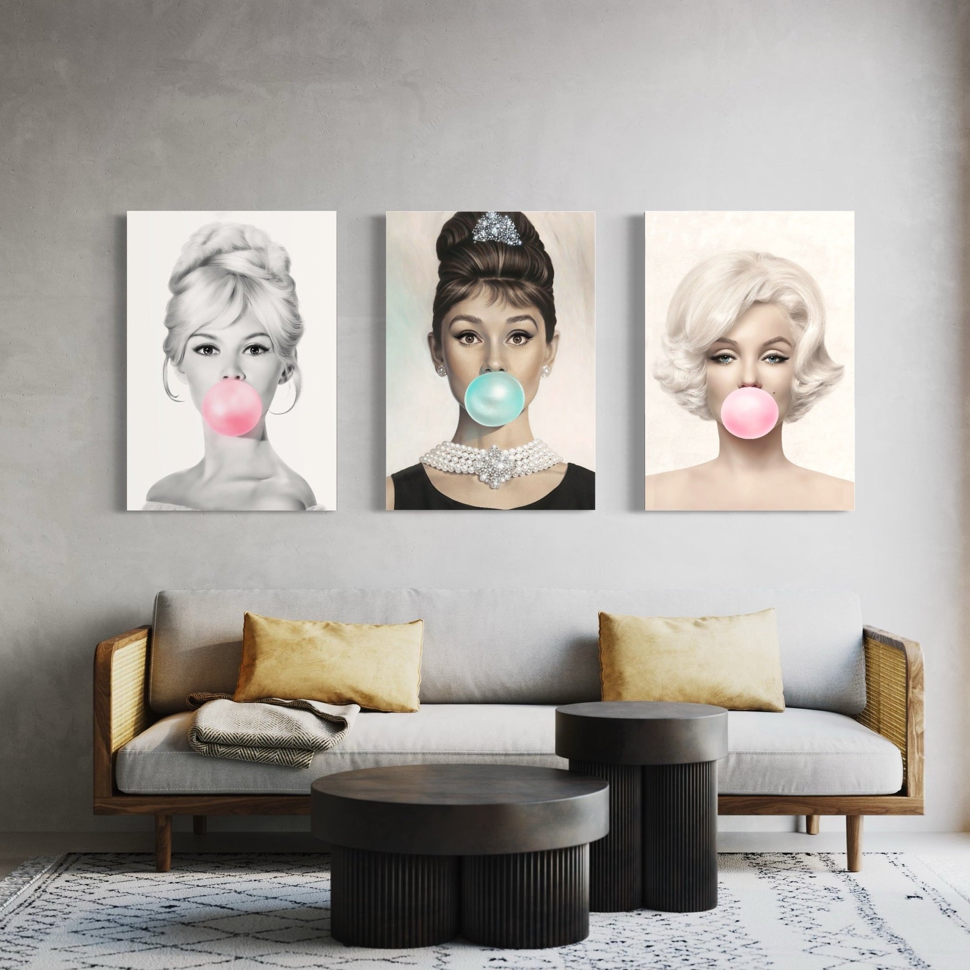 3 Tableaux Women buble - Decoarts.ma