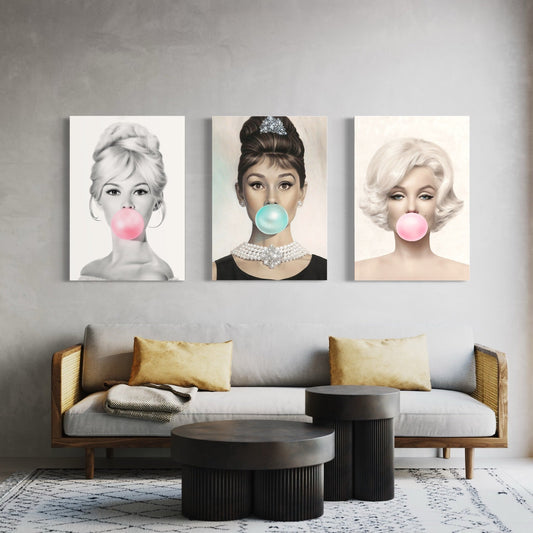 3 Tableaux Women buble - Decoarts.ma