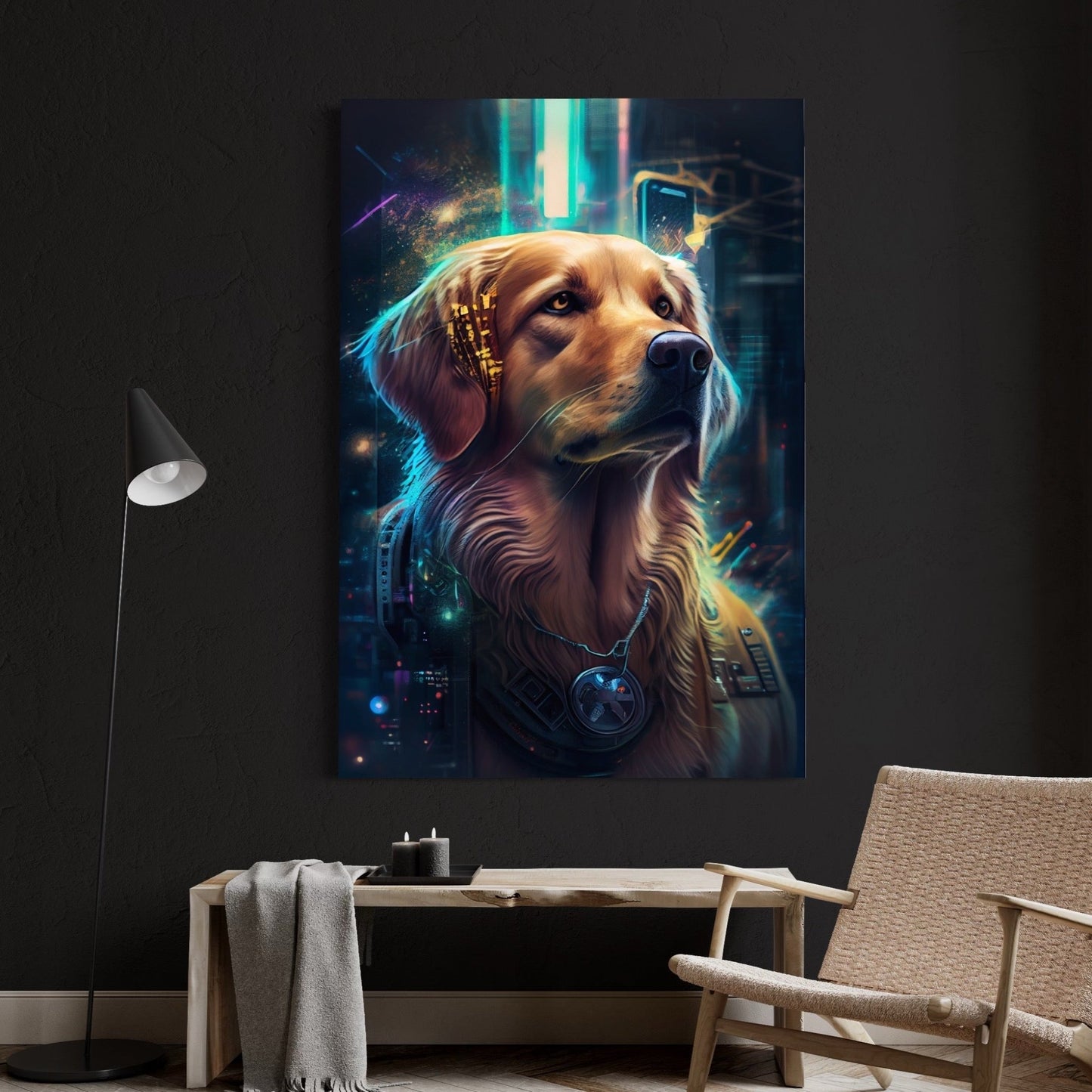 Golden Retriever Cyber punk - Decoarts.ma